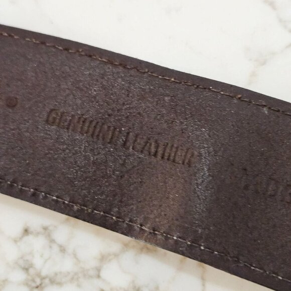 Chicos Small Genuine Leather Belt Aztec Medallion Buckle Brown Beaded - Picture 13 of 15